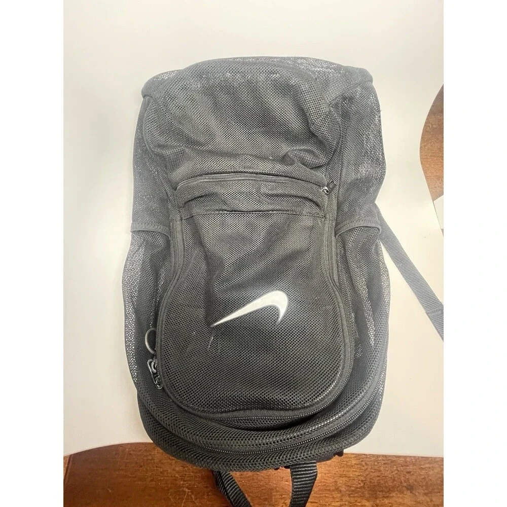 NIKE Brasilia Mesh Backpack 🎒 Black/Black/White, One Size